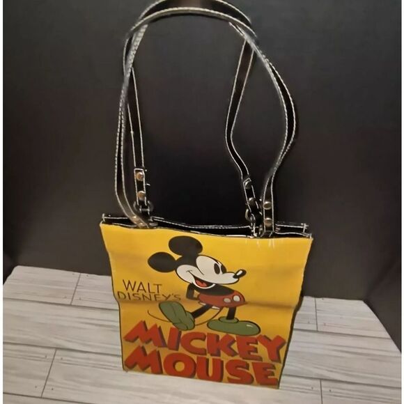 Walt Disney’s Vintage Mickey Mouse Vinyl Tote Handbag With Magnetic Snap Close - Picture 2 of 13